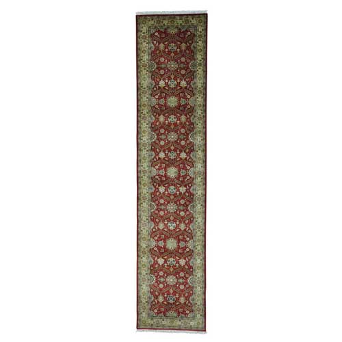 Wool and Silk Hereke Design 300 KPSI Runner Oriental Rug Wool and Silk Hereke Design 300 KPSI Runner Oriental Rug
