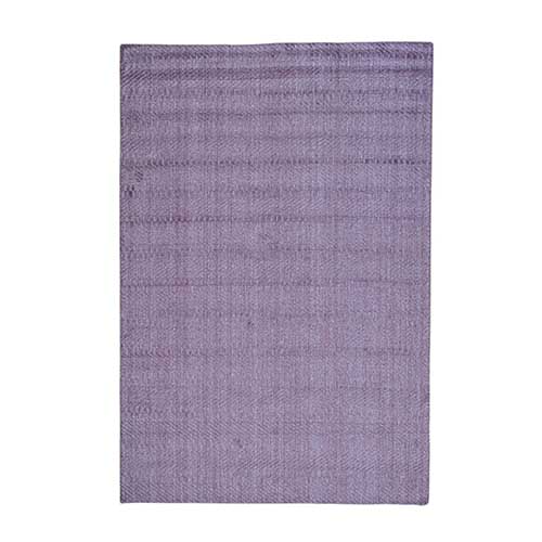 Purple Wool and Silk Tone on Tone Hand Loomed Rug