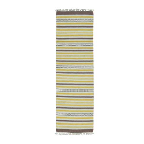 Hand-Woven Pure Wool Flat Weave Striped Durie Kilim Runner 