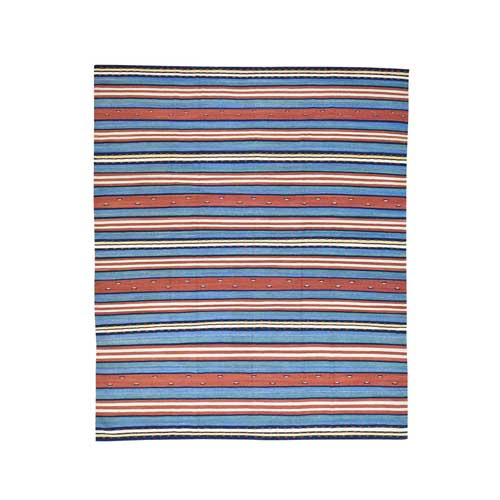 Hand-Woven Durie Kilim Flat Weave Pure Wool Striped 