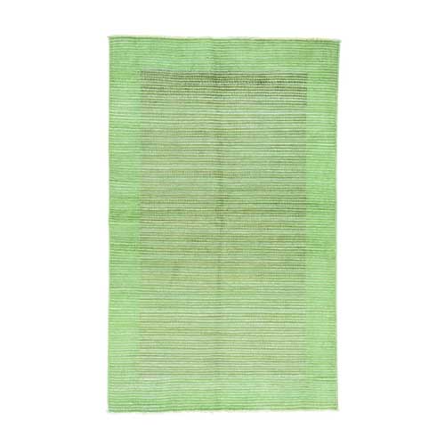 Hand-Knotted 100 Percent Wool Gabbeh Overdyed Light Green 