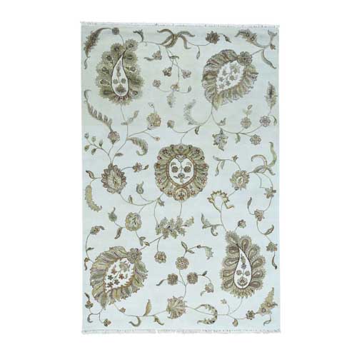 On Clearance Modern Transitional No Border Wool And Silk Hand-Knotted 