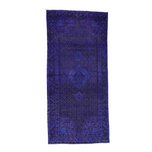 On Clearance Hand-Knotted Persian Overdyed Hamadan Wide Runner Worn 