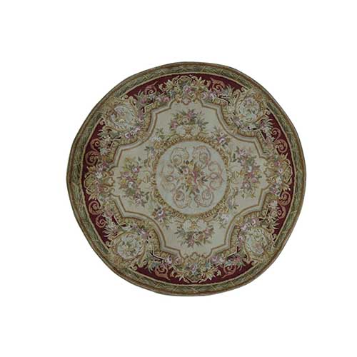 Round Louis Phillippe Design Savonnerie Thick And Plush 