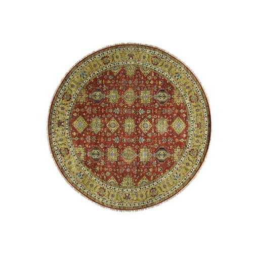 Hand-Knotted Round Karajeh Pure Wool Oriental Rug
