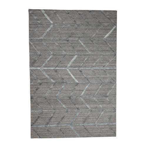 Modern Arrow Design Hand Loomed Wool and Silk Hi-Lo Pile Rug Modern Arrow Design Hand Loomed Wool and Silk Hi-Lo Pile Rug