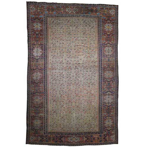 Beige Antique Persian Mahal Exc Cond Pure Wool Hand-Knotted Oversized 