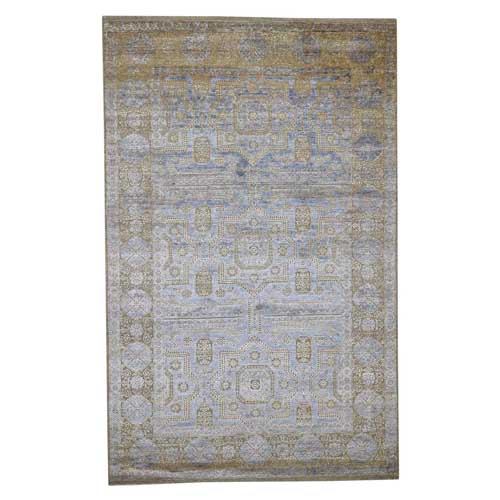 Silk with Textured Wool Mamluk Design Oriental Rug Silk with Textured Wool Mamluk Design Oriental Rug