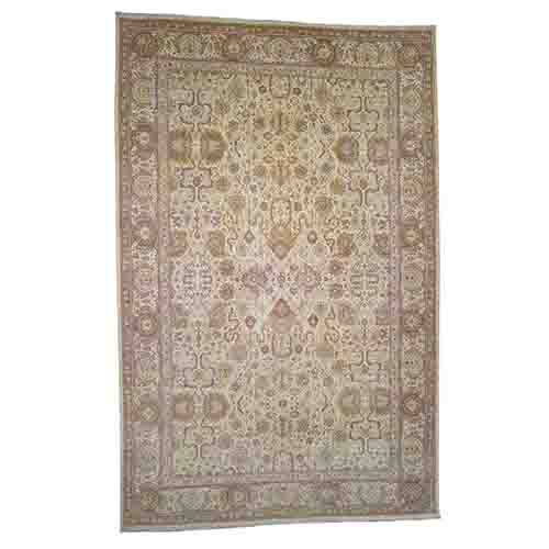 Beige Antique Mughal Amritsar Good Condition Even Wear Hand-Knotted Oriental Oversize 