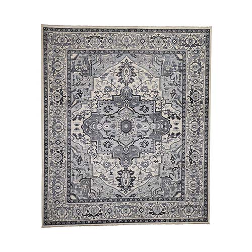 Dense Weave Hand-Knotted Peshawar With Heriz Design Oriental Rug Dense Weave Hand-Knotted Peshawar With Heriz Design Oriental Rug