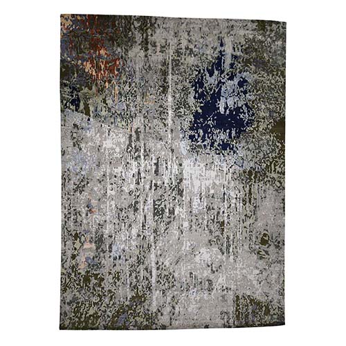 Abstract Design Wool And Silk Hand-Knotted Oriental Rug