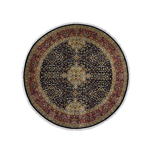300 Kpsi Kashan Revival New Zealand Wool Round Hand-Knotted Oriental Rug 300 Kpsi Kashan Revival New Zealand Wool Round Hand-Knotted Oriental Rug