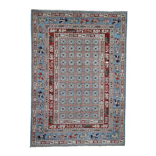 Hand-Knotted Antiqued Pazyryk Historical Design Peshawar Oriental Rug Hand-Knotted Antiqued Pazyryk Historical Design Peshawar Oriental Rug