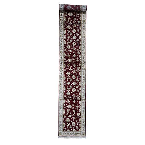 Hand-Knotted Half Wool and Half Silk Rajasthan Runner Oriental Rug