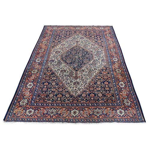 Blue Antique Persian Senneh Exc Cond Pure Wool Hand-Knotted Oriental 