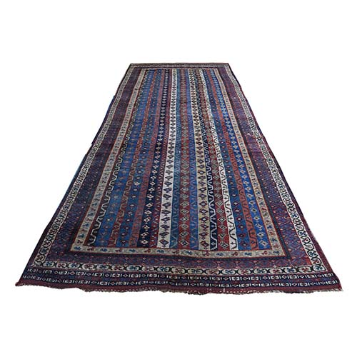 Colorful Antique Persian Tribal Lori Buft With Shawl Design Wide Runner Hand-Knotted Oriental 