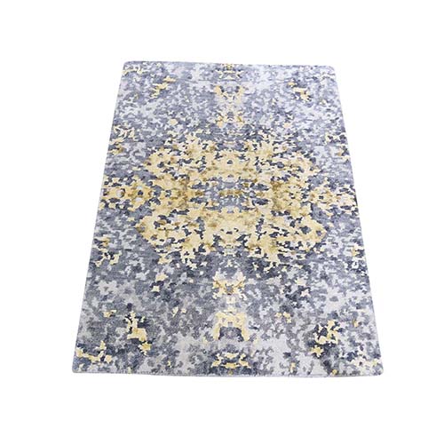 Abstract Design Wool And Silk Hand-Knotted Modern Rug Abstract Design Wool And Silk Hand-Knotted Modern Rug