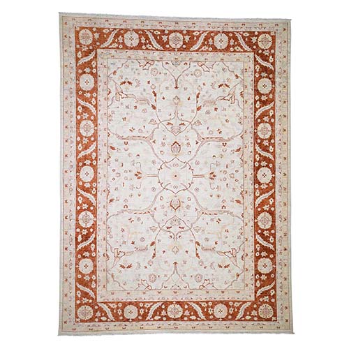 On Clearance White Wash Peshawar Hand-Knotted Pure Wool Oriental 