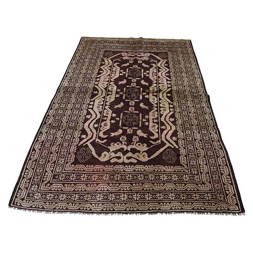 Afghan Baluch Washed Out Color With Birds Hand-Knotted Pure Wool Oriental 