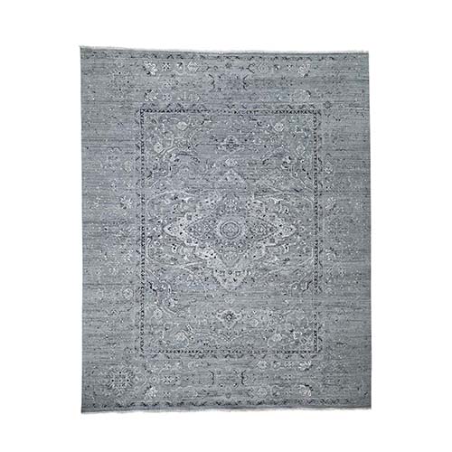 Silk With Textured Wool Broken Persian Design Hand-Knotted Oriental 