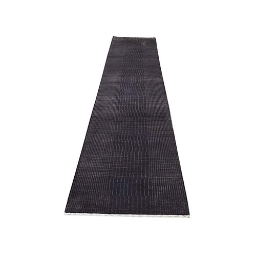 Hand-Knotted Wool and Silk Tone-on-Tone Nepali Runner Oriental Rug Hand-Knotted Wool and Silk Tone-on-Tone Nepali Runner Oriental Rug