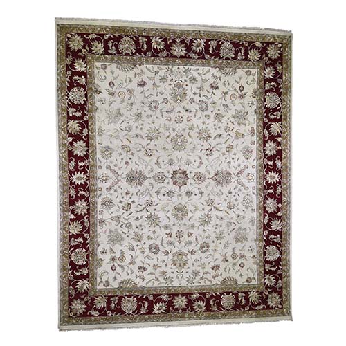 Oversized Hand-Knotted Half Wool & Half Silk Rajasthan Oriental Rug