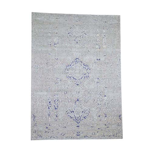 Diminishing Cypress Tree With Medallion Design Silk With Textured Wool Hand-Knotted Oriental Rug