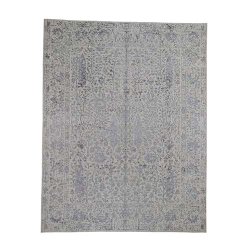 Gray Broken Cypress Tree Design Wool And Silk Thick Hand-Loomed Oriental Rug Gray Broken Cypress Tree Design Wool And Silk Thick Hand-Loomed Oriental Rug