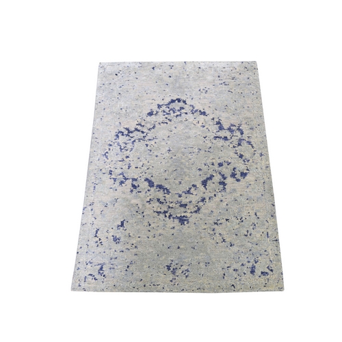 Diminishing Cypress Tree With Medallion Design Silk With Textured Wool Hand-Knotted Oriental Rug Diminishing Cypress Tree With Medallion Design Silk With Textured Wool Hand-Knotted Oriental Rug