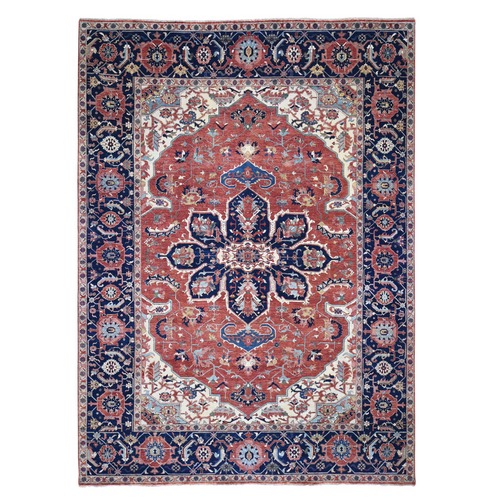 Antiqued Heriz Re-creation Pure Wool Hand Knotted Oriental Rug Antiqued Heriz Re-creation Pure Wool Hand Knotted Oriental Rug