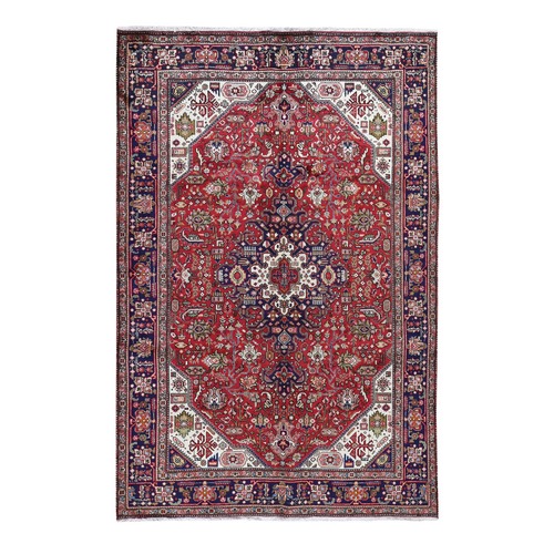 Red New Persian Tabriz Pure Wool Hand Knotted Oriental 