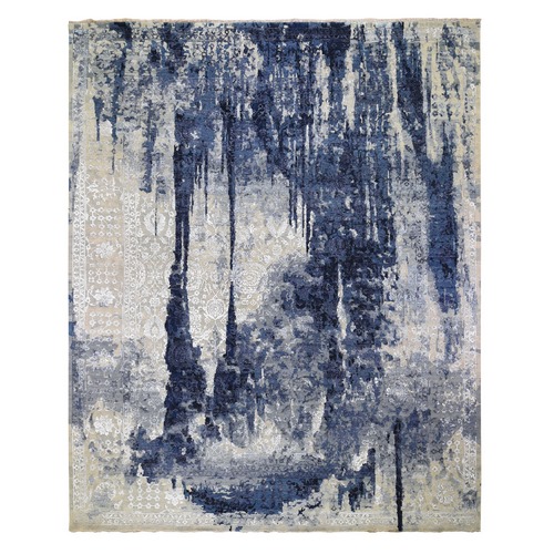 Oversized Wool And Silk Shibori Design Tone On Tone Hand Knotted Oriental Rug