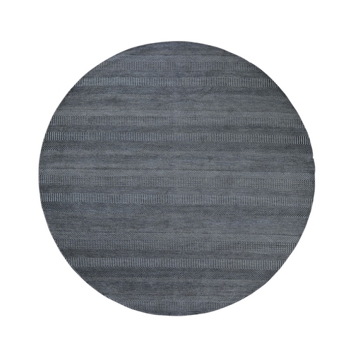Round Gray Grass Design Wool And Silk Hand Knotted Oriental Rug