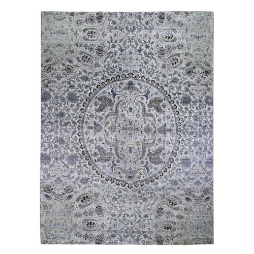 THE MAHARAJA,Oversized Pure Silk with Textured Wool Hand Knotted Oriental 