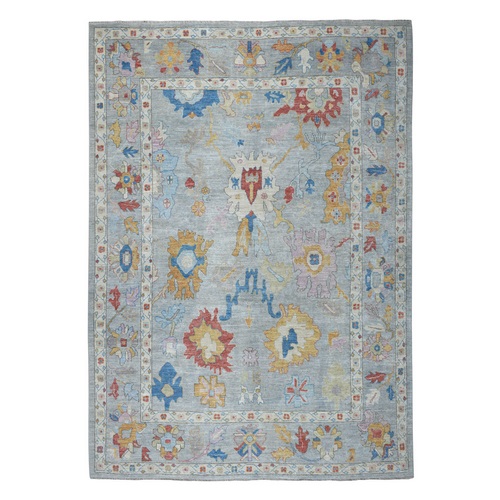 Gray Angora Oushak Pure Wool Hand Knotted Oriental Rug Gray Angora Oushak Pure Wool Hand Knotted Oriental Rug