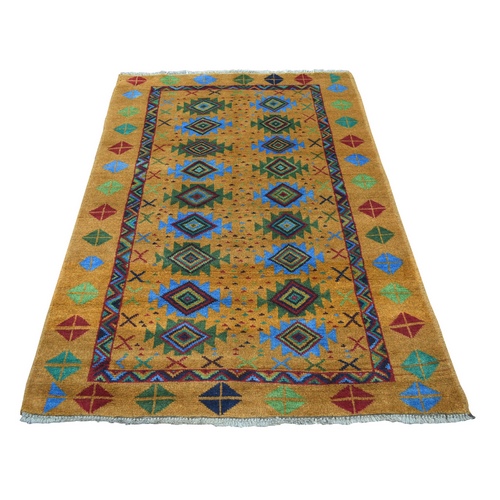 Natural Dyes Colorful Afghan Baluch Geometric Design Hand Knotted Pure Wool Oriental 