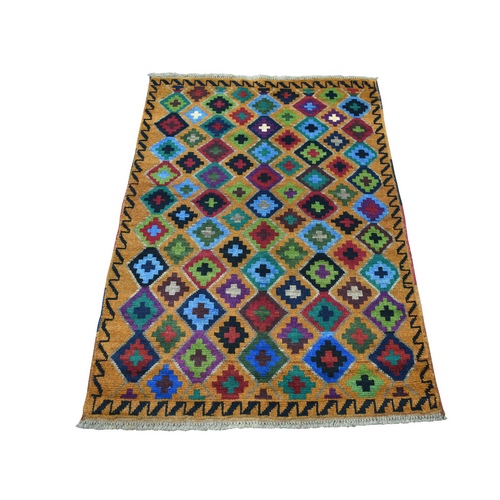 Brown Tribal Design Colorful Afghan Baluch 100% Wool Hand Knotted Oriental 