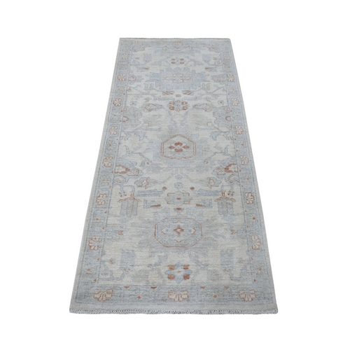 White Wash Peshawar Pure Wool Hand Knotted Runner Oriental Rug White Wash Peshawar Pure Wool Hand Knotted Runner Oriental Rug