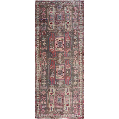 Gray Old And Worn Down North West Persian Wide Runner Distressed Hand Knotted Oriental 