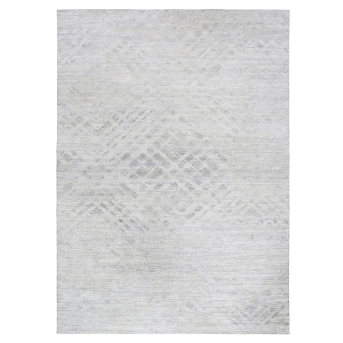 Oversized Ivory Hand Spun Undyed Natural Wool Modern Hand Knotted Oriental Rug