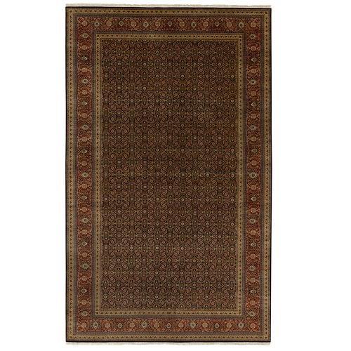 Herati Fish Design Gallery Size Long and Narrow 250 KPSI Hand Knotted Dense Weave Wool and Silk Oriental Rug