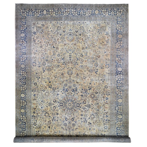 Cream Color Oversized Antique Soft Colors Persian Khorasan Even Wear Hand Knotted Oriental Rug