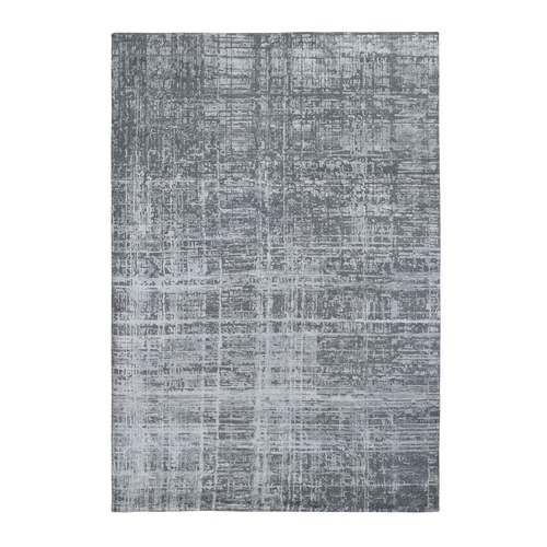 Gray Wool And Silk Abstract Design Hand knotted Oriental Rug Gray Wool And Silk Abstract Design Hand knotted Oriental Rug
