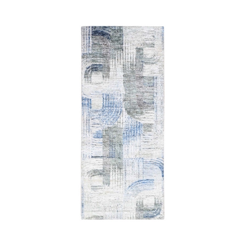 THE INTERTWINED PASSAGE, Hand Knotted Silk with Textured Wool Runner Oriental Rug