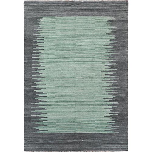 Light Green Ethnic Design Flat Weave Kilim Pure Wool Hand Woven Reversible Oriental Rug Light Green Ethnic Design Flat Weave Kilim Pure Wool Hand Woven Reversible Oriental Rug