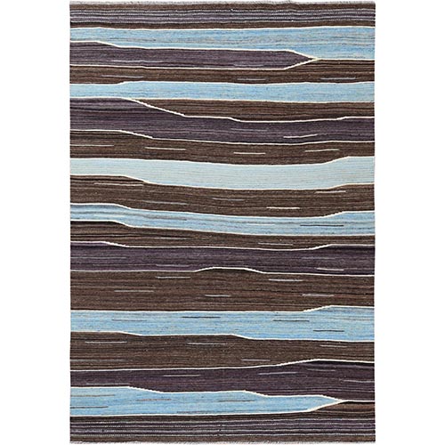 Hand Woven Flat Weave Kilim Brown And Blue Mountain Design Pure Wool Reversible Oriental Rug Hand Woven Flat Weave Kilim Brown And Blue Mountain Design Pure Wool Reversible Oriental Rug