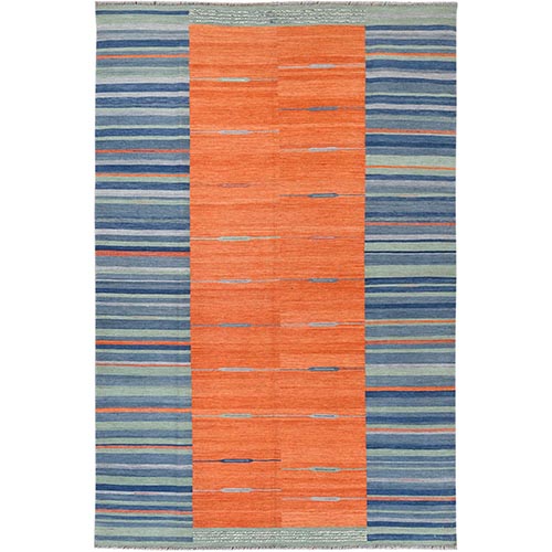 Sunburst And Stripes Design Kilim Flat Weave Pure Wool Reversible Hand Woven Oriental Rug Sunburst And Stripes Design Kilim Flat Weave Pure Wool Reversible Hand Woven Oriental Rug