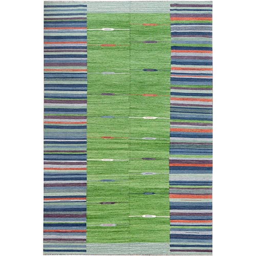 Flat Weave Kilim Pure Stripe Design Wool Hand Woven Reversible Oriental Rug Flat Weave Kilim Pure Stripe Design Wool Hand Woven Reversible Oriental Rug