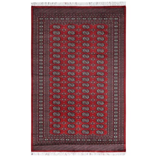 Deep and Saturated Red Hand Knotted Super Bokara 250 KPSI Denser Weave Silky Wool Oriental Rug