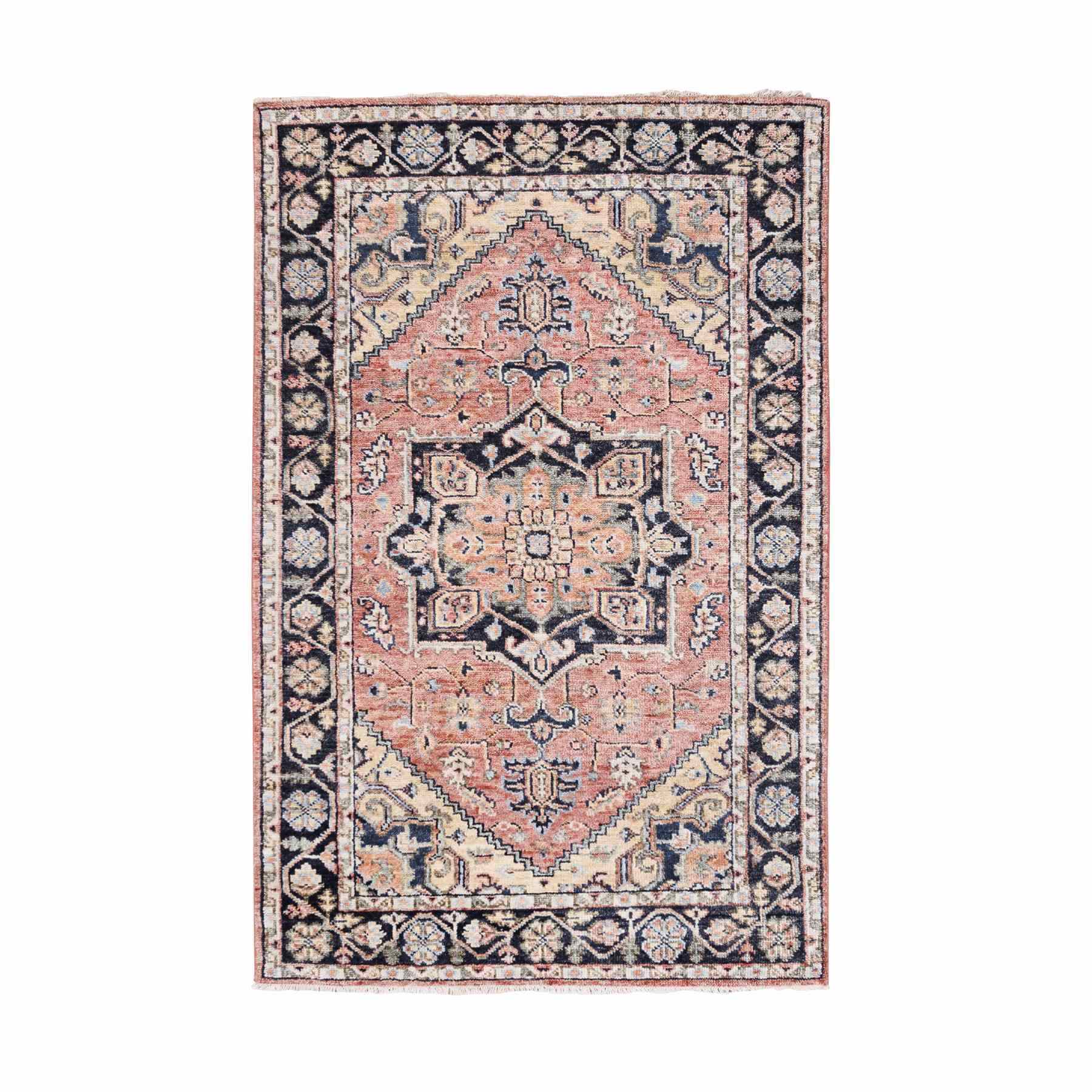 Burnt Orange Heriz Design Supple Collection Hand Knotted Natural Wool Oriental Rug Burnt Orange Heriz Design Supple Collection Hand Knotted Natural Wool Oriental Rug